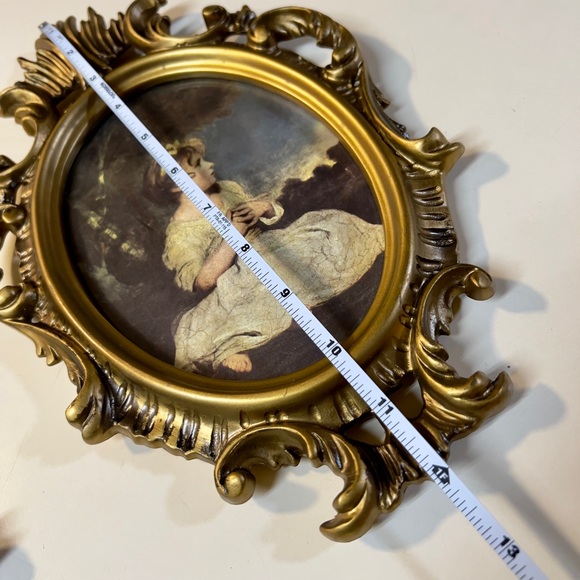 Vintage Victorian Lot 2pcs Bakalite Gilt Oval Ornate Pictures Frame Wall Decor - Picture 9 of 11